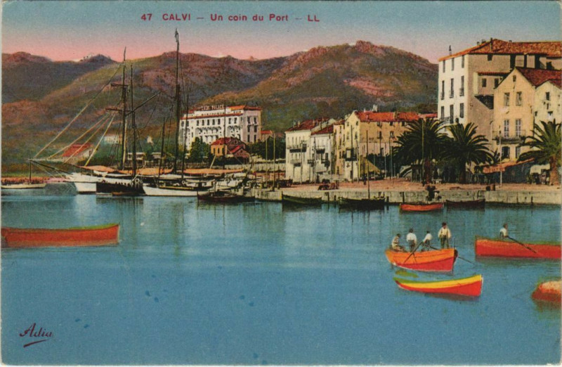 Carte postale ancienne Calvi Un coin du Port Corsica à Calvi