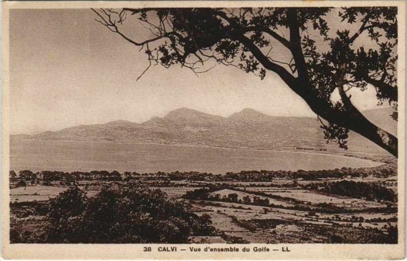 Carte postale ancienne Calvi vue d'ensemble du Golfe Corsica à Calvi