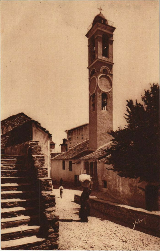 Carte postale ancienne Corte Eglise Corsica à Corte
