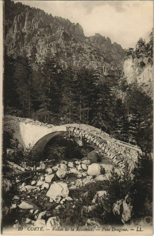 Carte postale ancienne Corte Pont Dragone Corsica à Corte