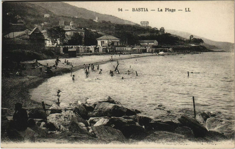 Carte postale ancienne Bastia La Plage Corsica à Bastia