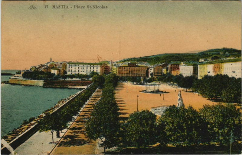 Carte postale ancienne Bastia Place Saint-Nicolas Corsica à Bastia