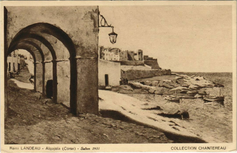 Carte postale ancienne Algajola - Village Scene - Remi Landeau - 1931 Corsica - Corse à Algajola