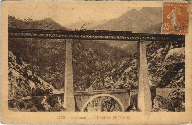 Carte postale ancienne Le Pont du Vecchio Corsica - Corse