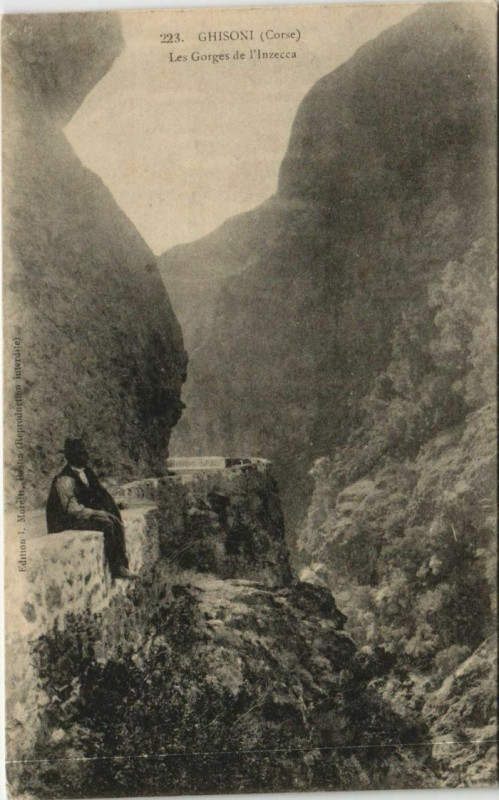 Carte postale ancienne Ghisoni - Les Gorges de l'Inzecca Corsica - Corse à Ghisoni