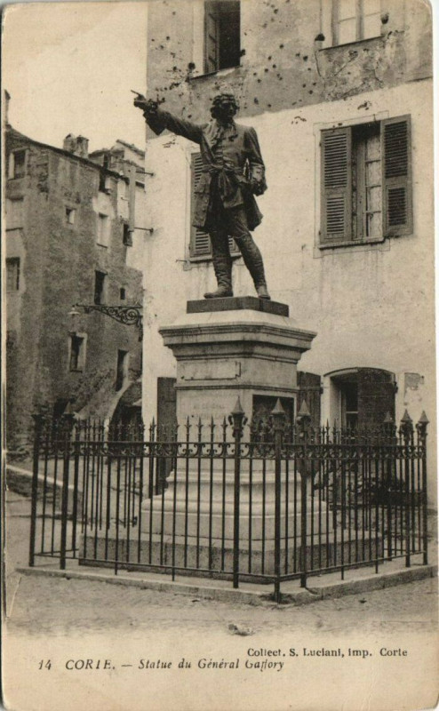 Carte postale ancienne Corse Corte Statue du General à Corte