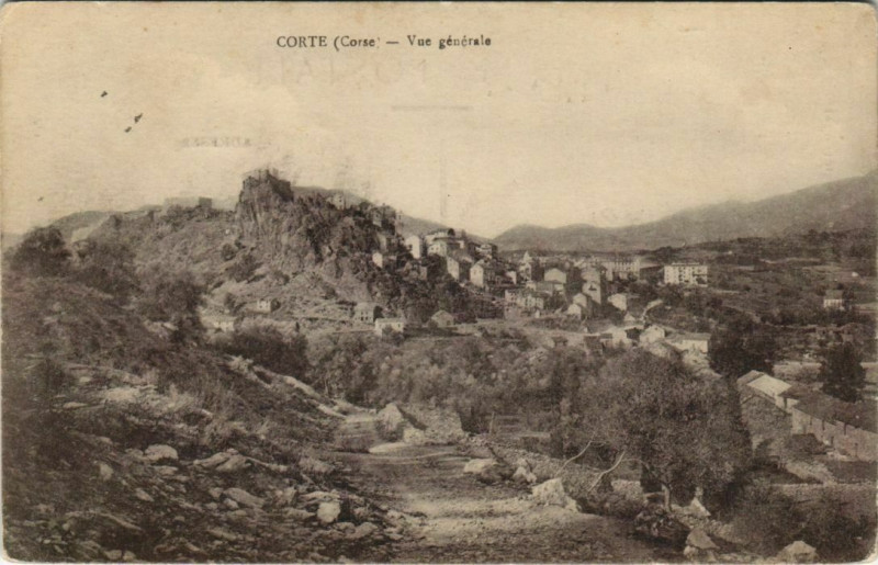 Carte postale ancienne Corse Corte Vue Generale à Corte