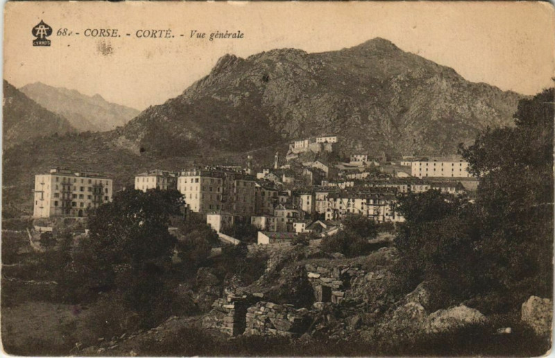 Carte postale ancienne Corse Corte Vue Generale à Corte