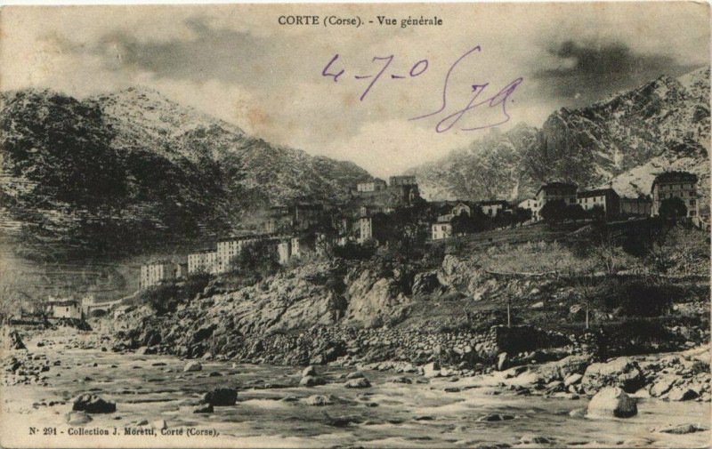 Carte postale ancienne Corse Corte Vue Generale à Corte