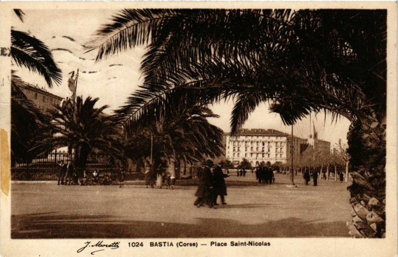 Carte postale ancienne Bastia Place Saint-Nicolas à Bastia