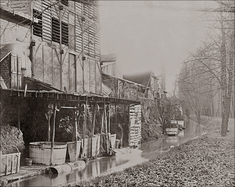 Carte postale ancienne La rivière Bièvre boulevard d'Italie à Paris vers 1850 à Paris 13e