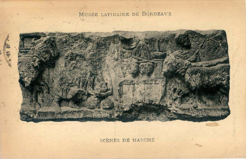 Carte postale ancienne Musée lapidaire de Bordeaux - Scènes de marché à Bordeaux