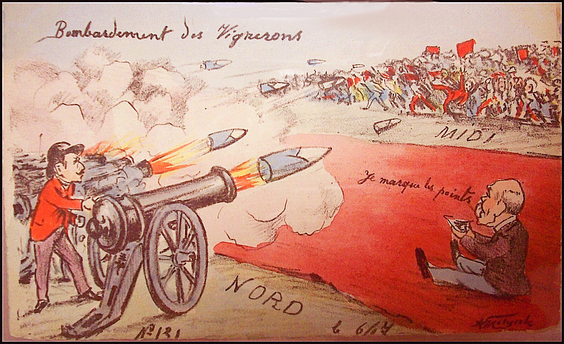 Carte postale ancienne Clémenceau arbitre le combat du N vs le S