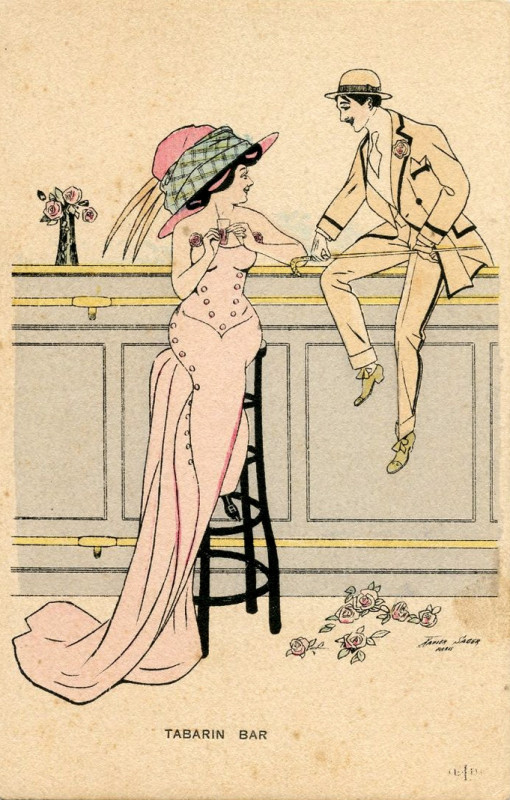 Carte postale ancienne Xavier Sager Tabarin Bar