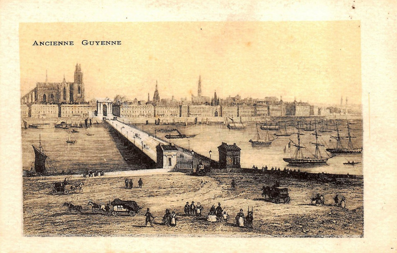 Carte postale ancienne Ancienne Guyenne - Bordeaux vue de la Bastide à Bordeaux