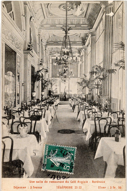 Carte postale ancienne Bordeaux - Café Anglais à Bordeaux