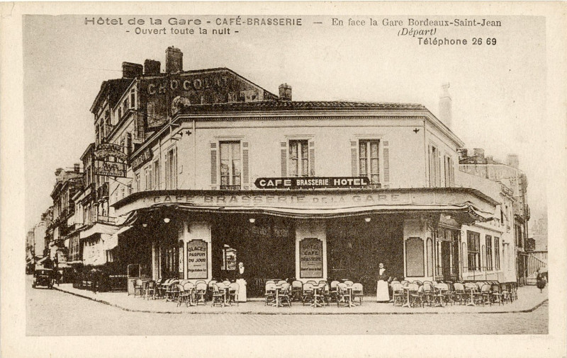 Carte postale ancienne Bordeaux - Hôtel de la Gare 1 à Bordeaux