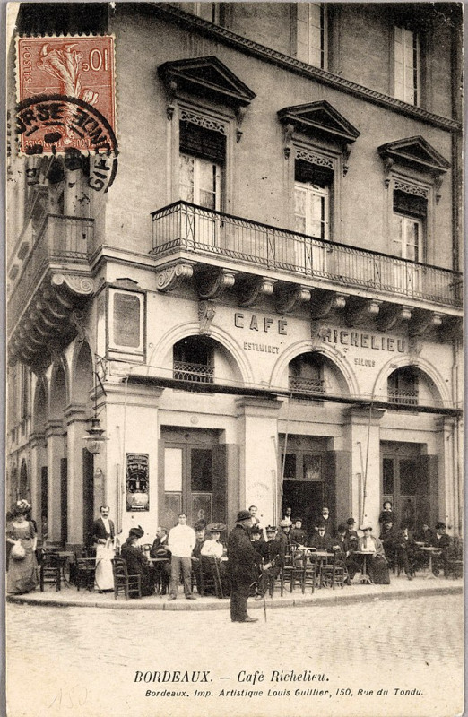 Carte postale ancienne Bordeaux - Café Richelieu 1 à Bordeaux