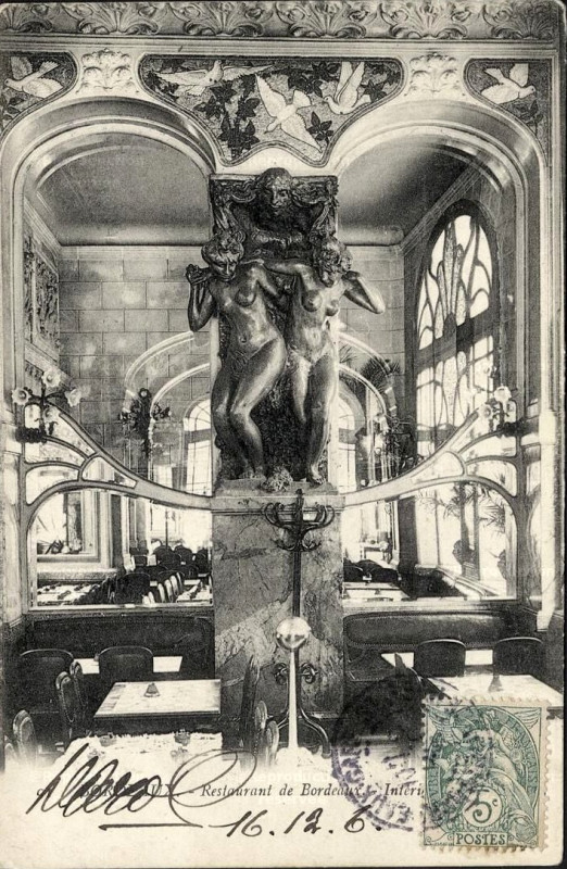 Carte postale ancienne Bordeaux - Restaurant de Bordeaux - Intérieure 1 à Bordeaux