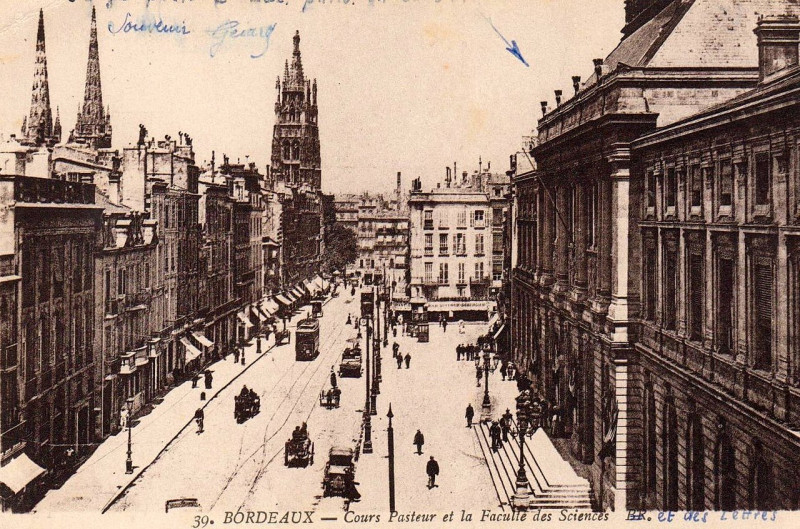 Carte postale ancienne Bordeaux - Cours Pasteur à Bordeaux