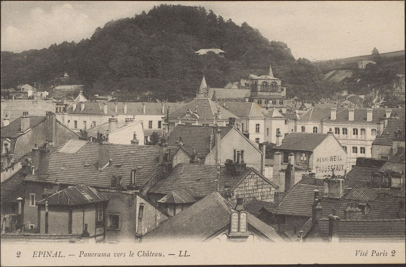 Carte postale ancienne Epinal, Panorama vers le Château Cp 0163 PsurR à Épinal
