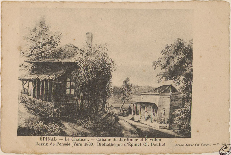 Carte postale ancienne Epinal, Le Château, Cabane du jardinier et pavillon. … Cp 2269 PsurR à Épinal