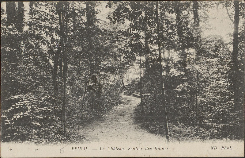 Carte postale ancienne Epinal, Le Château, Sentier des Ruines Cp 1064 PsurR à Épinal