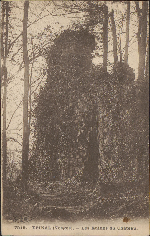 Carte postale ancienne Epinal (Vosges), Les Ruines du Château Cp 1055 PsurR