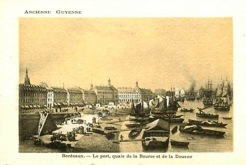 Carte postale ancienne Ancienne Guyenne - Bordeaux Quais de la Bourse et de la Douane à Bordeaux