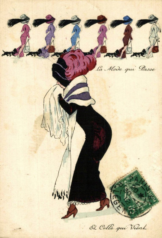 Carte postale ancienne Xavier Sager La Mode qui passe Et Celle qui Vient 2