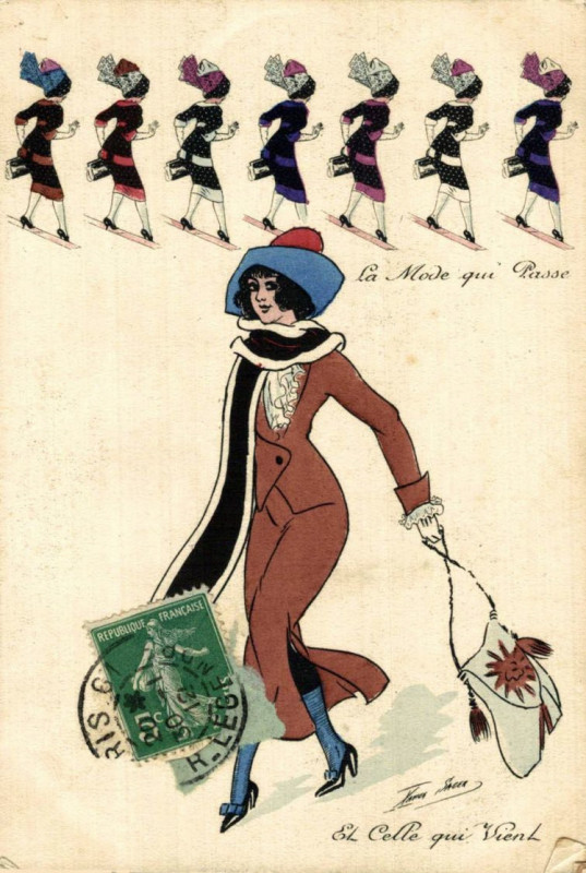 Carte postale ancienne Xavier Sager La Mode qui passe Et Celle qui Vient