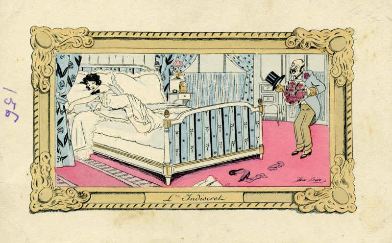 Carte postale ancienne Xavier Sager L'indiscret