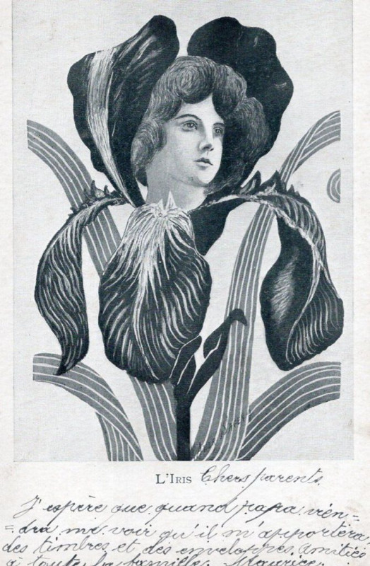 Carte postale ancienne Xavier Sager L'Iris