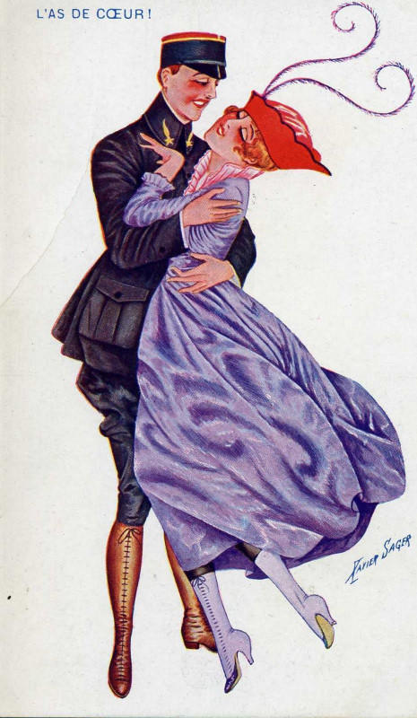 Carte postale ancienne Xavier Sager L'as de coeur