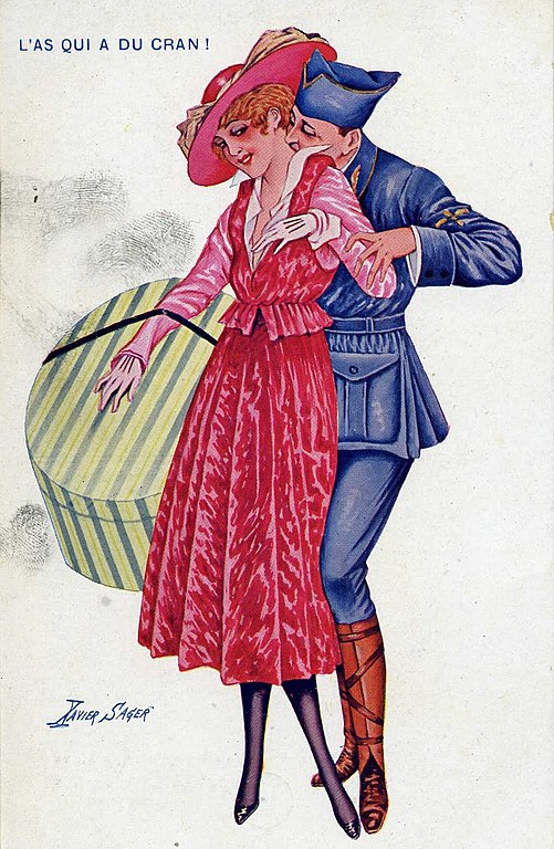 Carte postale ancienne Xavier Sager L'as qui a du cran