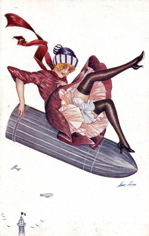 Carte postale ancienne Xavier Sager Woman on bullet 2