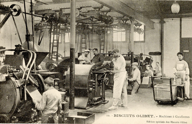 Carte postale ancienne Talence - Biscuits Olibet 12 - Machines à gaufrettes