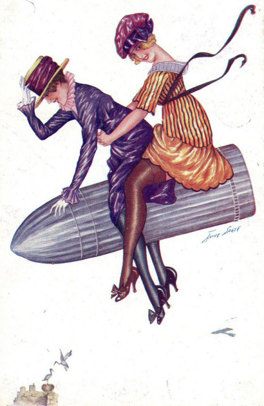 Carte postale ancienne Xavier Sager Women on bullet 1