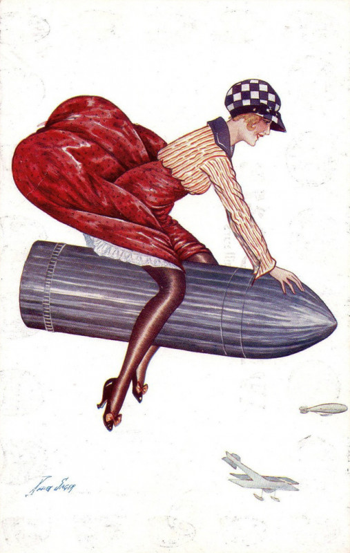 Carte postale ancienne Xavier Sager Woman on bullet 3