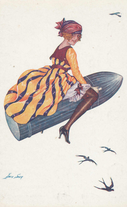 Carte postale ancienne Xavier Sager woman on bullet