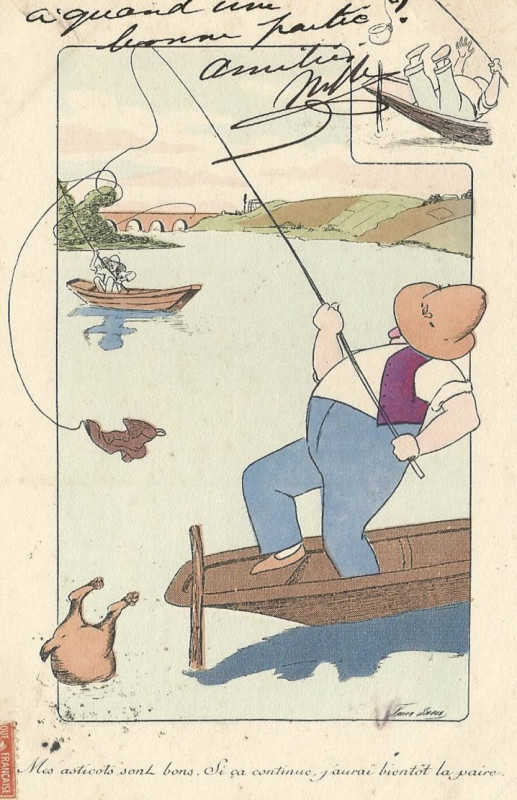 Carte postale ancienne Xavier Sager Mes asticots sont bons