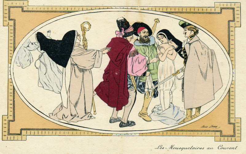 Carte postale ancienne Xavier Sager Les Mousquetaires au Couvent