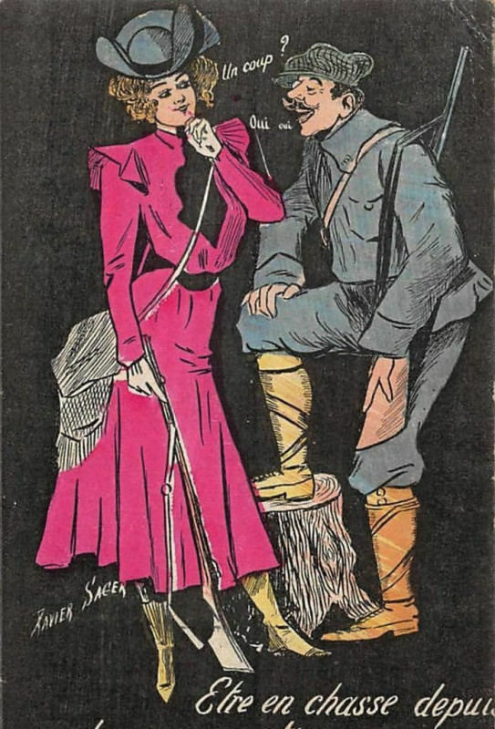 Carte postale ancienne Xavier Sager Etre en chasse