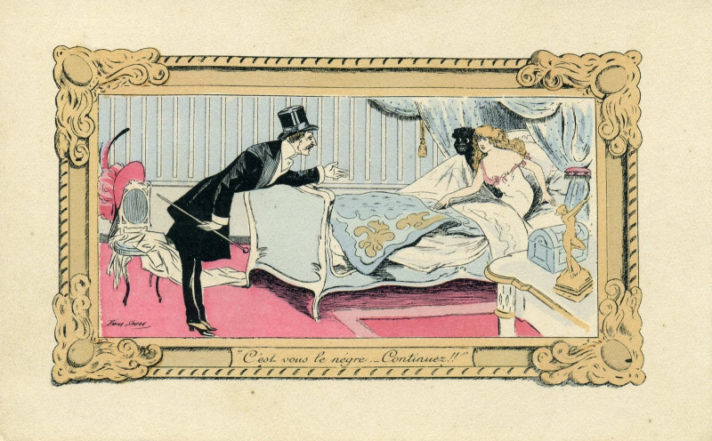 Carte postale ancienne Xavier Sager C'est vous le negre Continuez