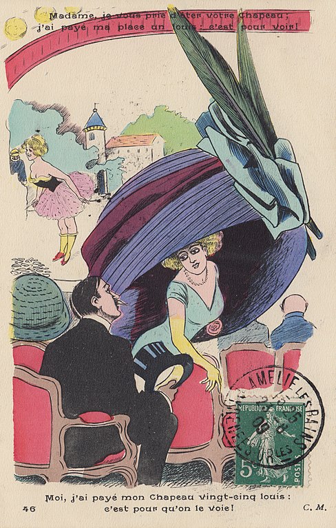 Carte postale ancienne Xavier Sager Chapeau au théâtre