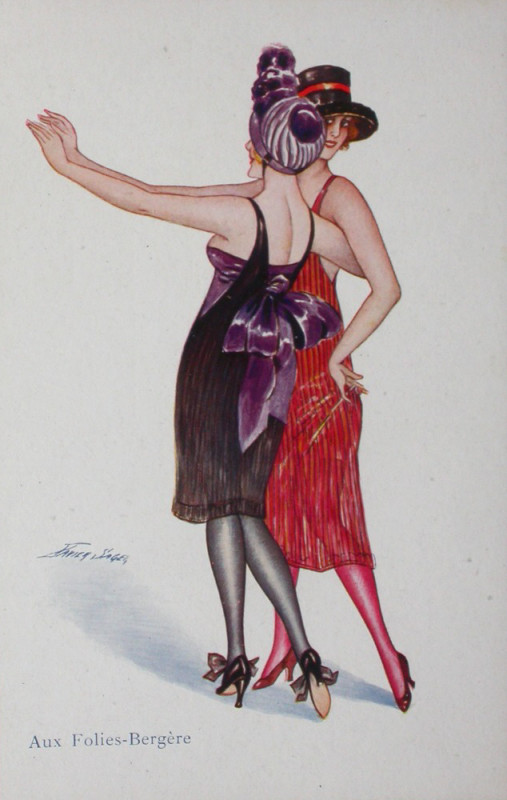 Carte postale ancienne Xavier Sager Aux Folies-Bergère