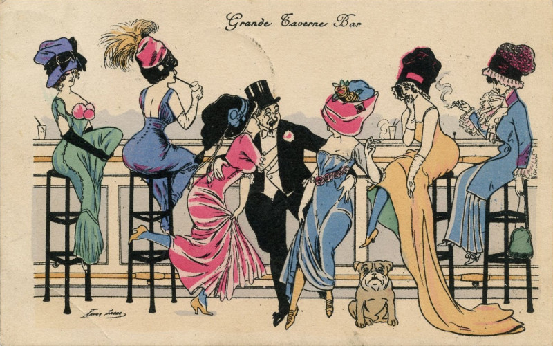 Carte postale ancienne Xavier Sager Grande Taverne Bar