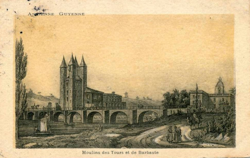 Carte postale ancienne Ancienne Guyenne - Moulin des tours et de Barbaste à Bordeaux