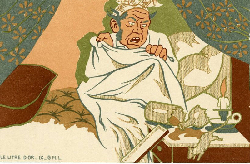 Carte postale ancienne Le Litre D'or I Gml 10 card cartoon series showing man retiring after putting his gold dust in a... (Nby 8101)