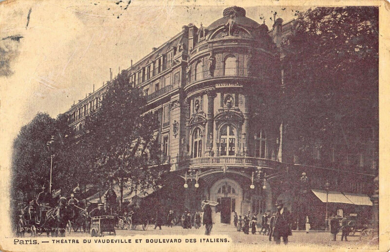 Carte postale ancienne Paris Theatre De Vaudeville Et Boulevard Des Italiens à Paris